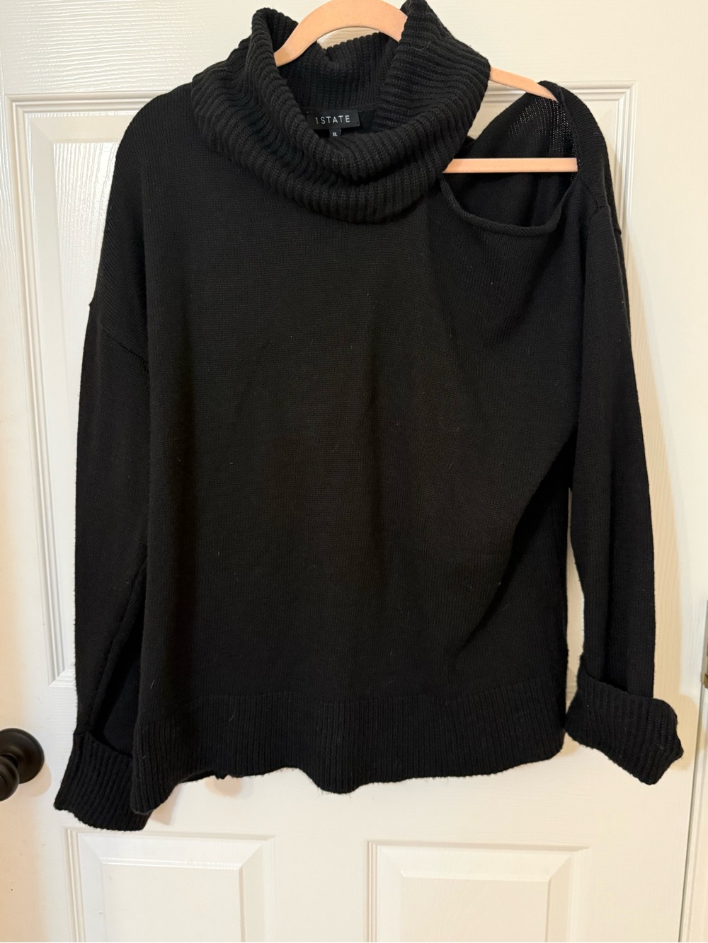 1. State Black Cowl Neck Sweater with Shoulder Cutout
